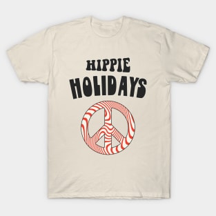 HIPPIE HOLIDAYS \\ PEACE SYMBOL CANDY CANE T-Shirt